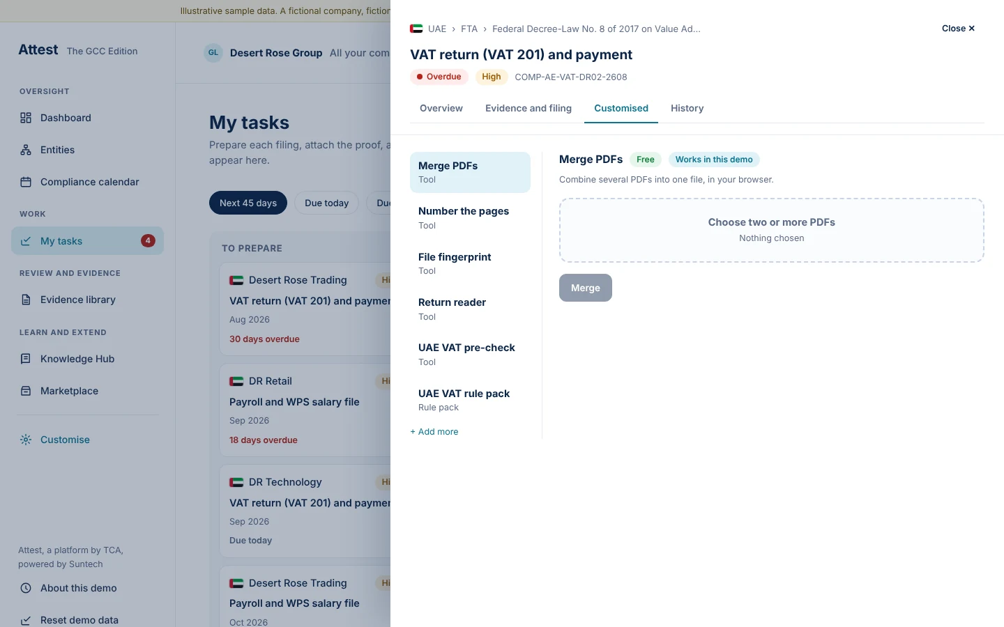 The Customised tab holds the tools the person subscribed to